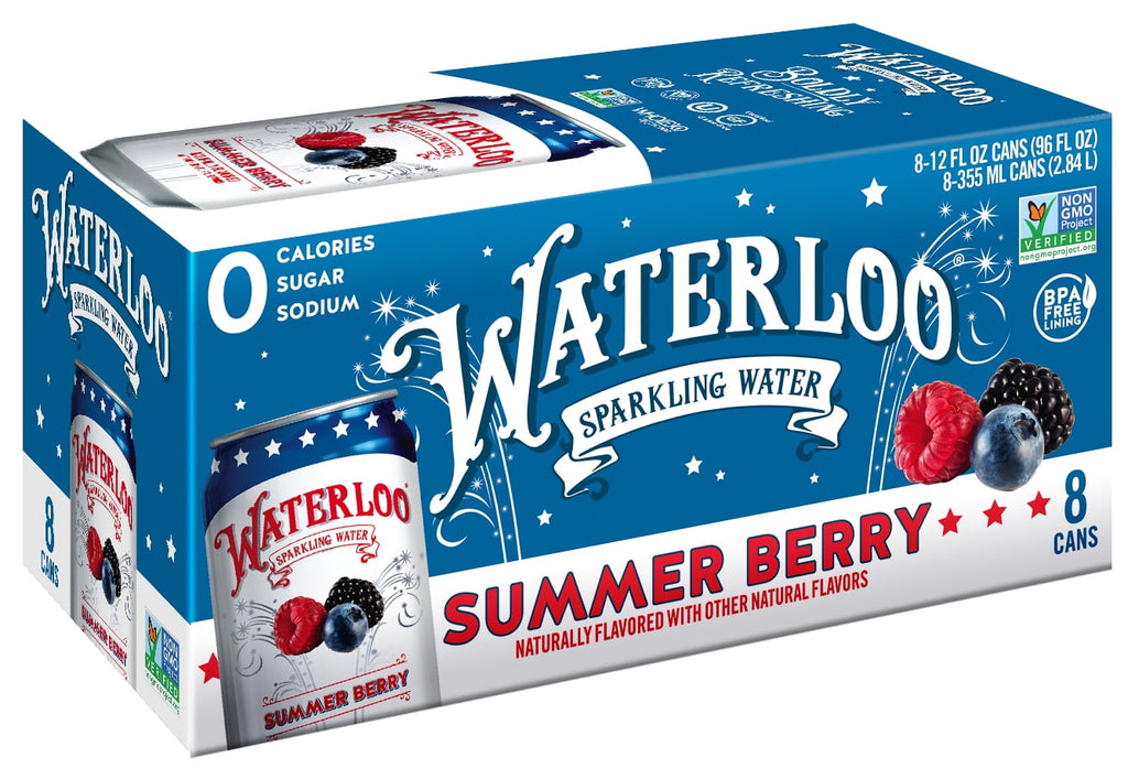 Waterloo Sparkling Water Summer Berry 12 fl oz Cans 8 Pack