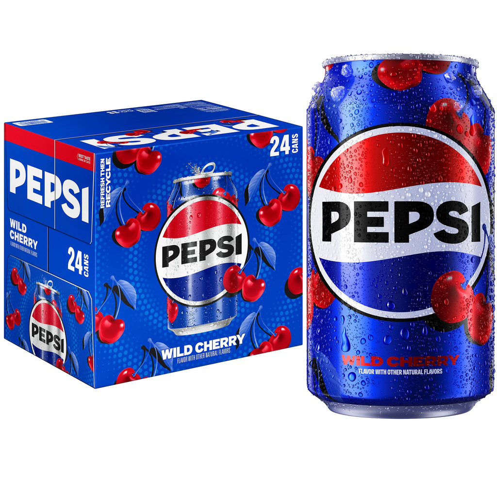 Pepsi Wild Cherry Cola Soda Pop Cans 12 Fl Oz 24 Pack