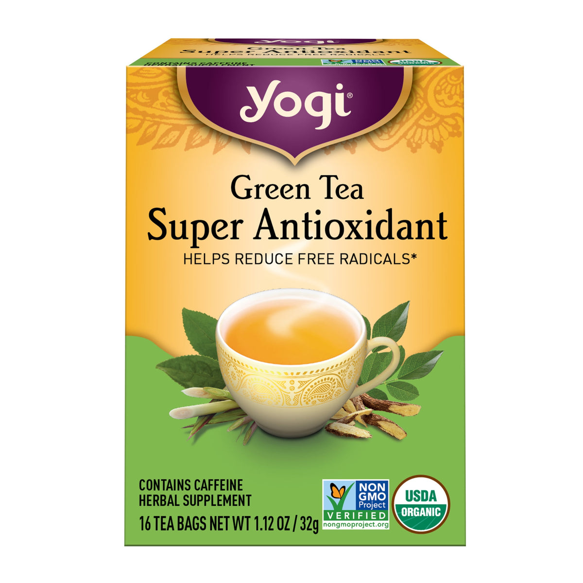Yogi Green Tea Super Antioxidant Organic Wellness Tea Bags 16 Count
