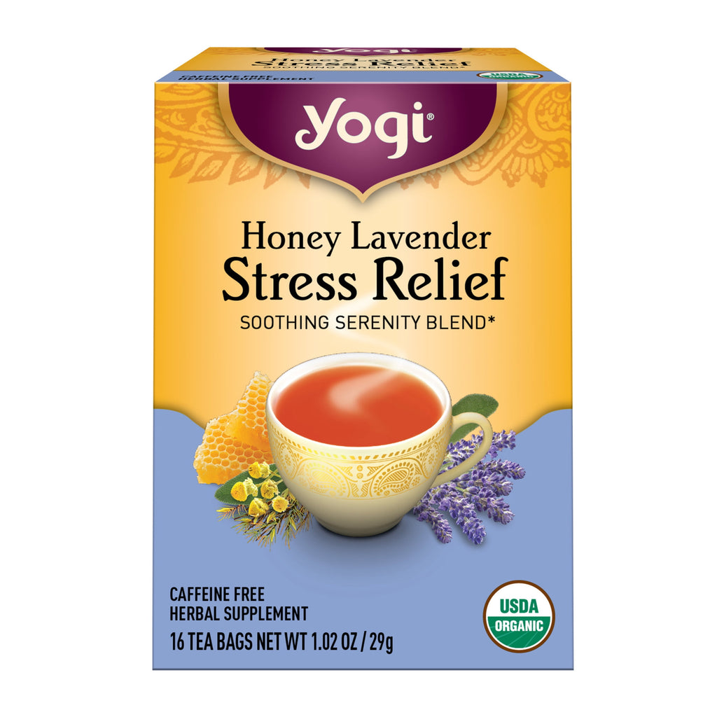 Yogi Honey Lavender Stress Relief Organic Herbal Wellness Tea Bags 1.02 oz 16 Count
