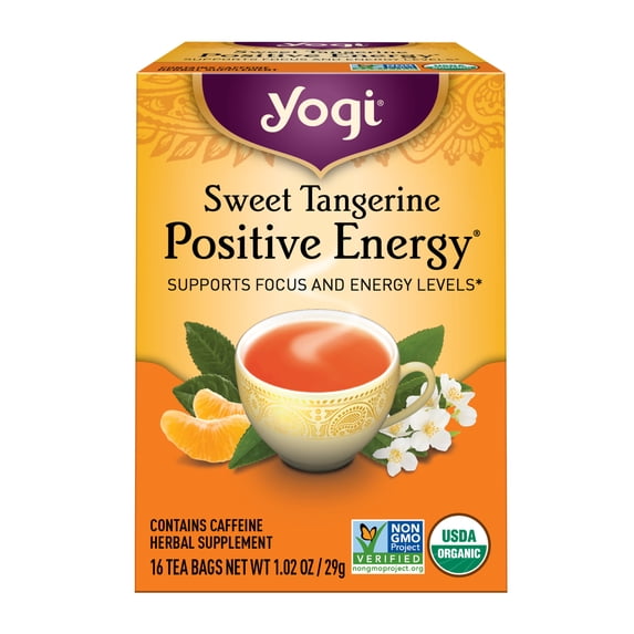 Yogi Sweet Tangerine Positive Energy Organic Black Wellness Tea Bags 16 Count
