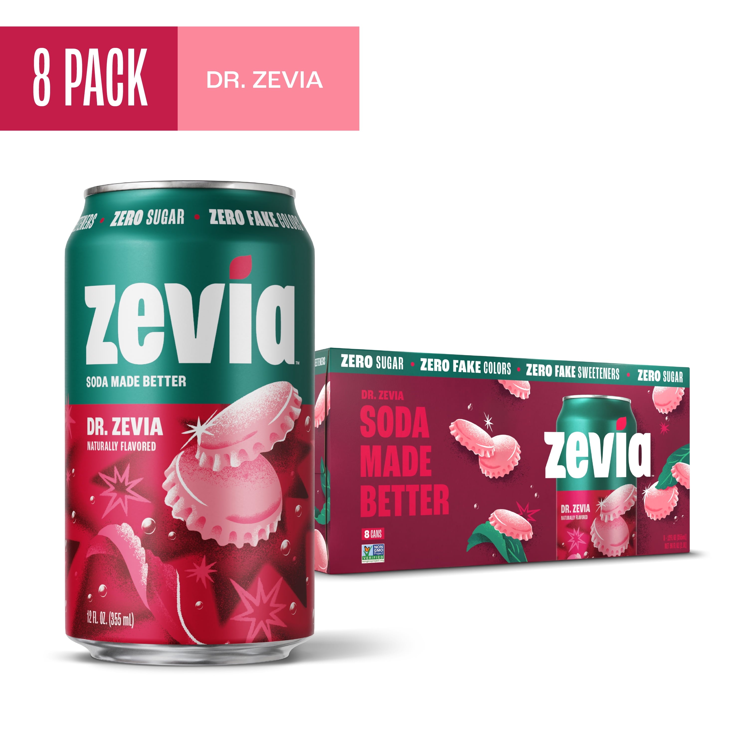 Zevia Zero Calorie No Sugar Dr. Zevia Soda Pop Cans 12 Fl Oz 8 Pack
