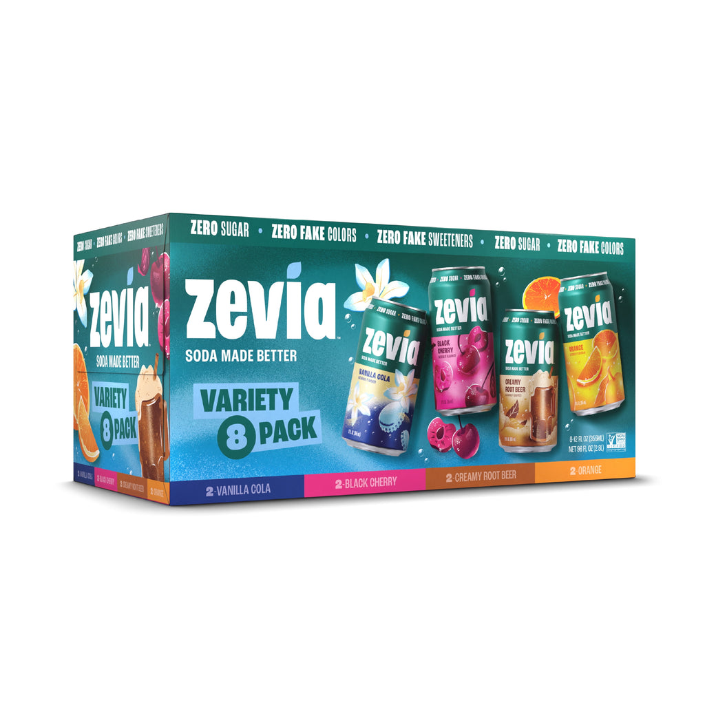 Zevia Zero Sugar Caffeine Free Classic Variety Soda Pop Cans 12 Fl Oz 8 Pack