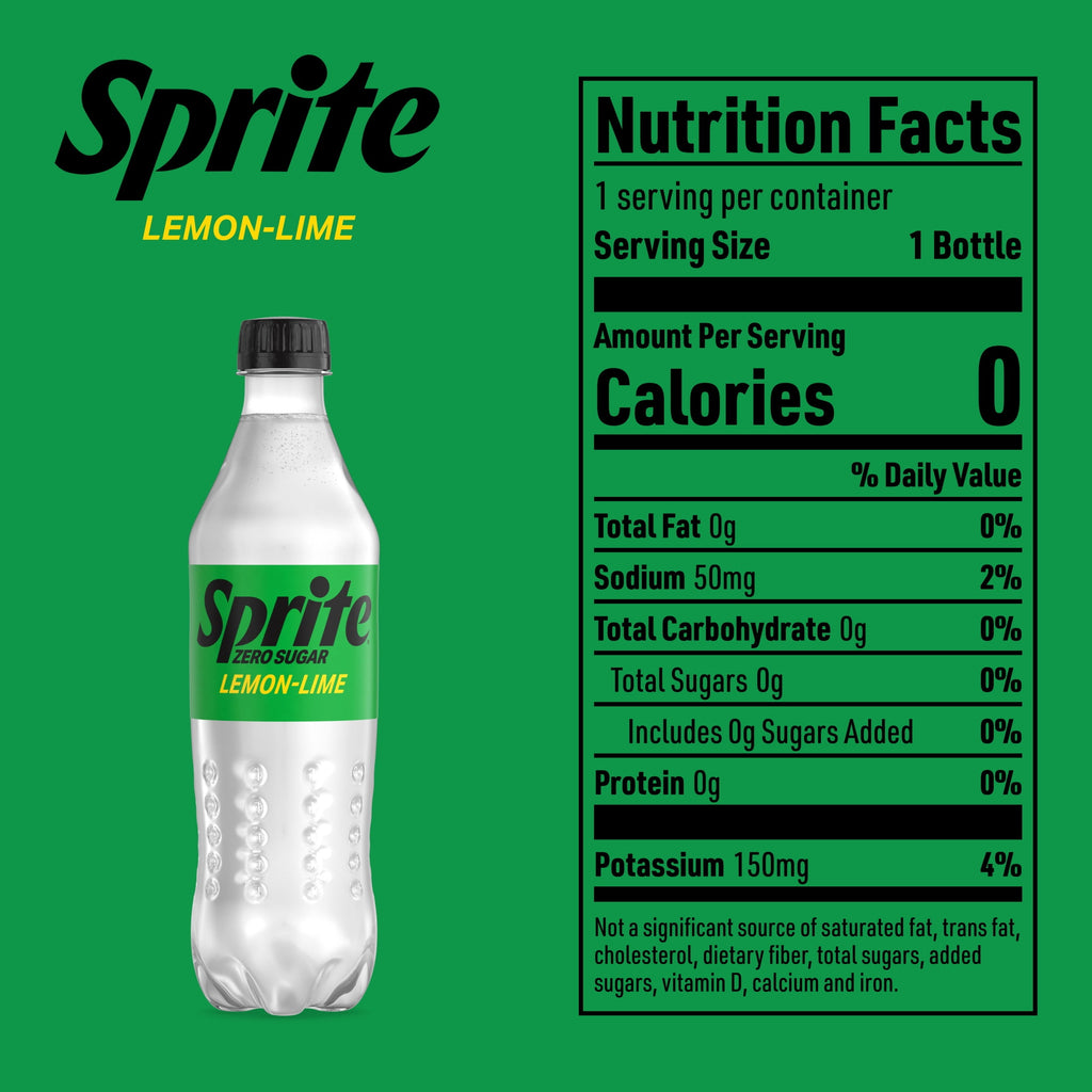 Sprite Zero Sugar Lemon-Lime Caffeine Free Soda Pop Bottles 16.9 Fl Oz 6 Pack