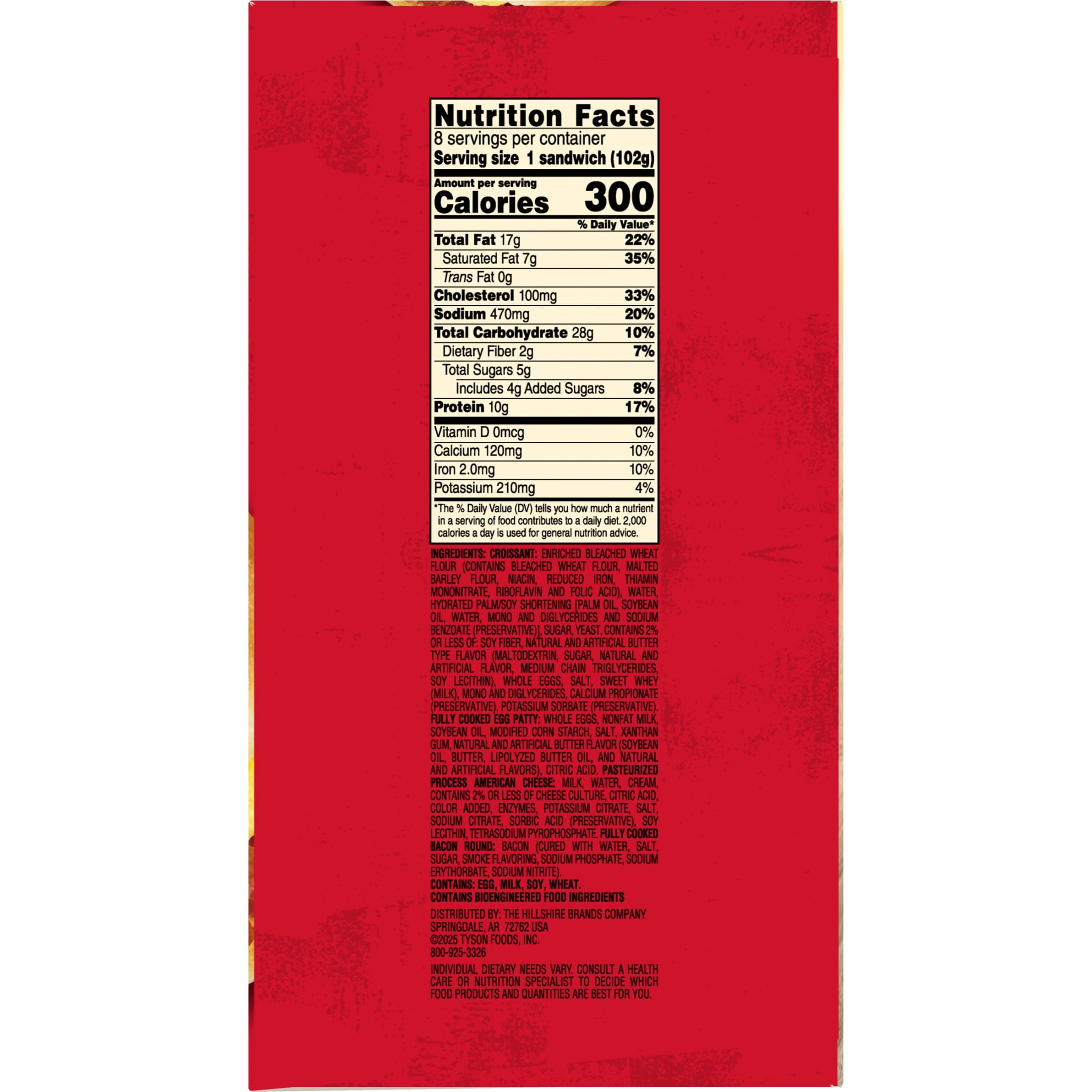 Jimmy Dean Bacon Egg & Cheese Croissant Sandwich Frozen 8 Count 28.8 Oz