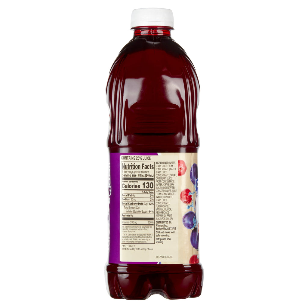 Great Value Cranberry Grape Juice Cocktail 64 fl oz Bottle
