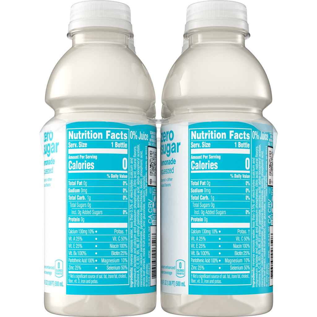 vitaminwater Zero Sugar Squeezed Lemonade Flavored Water Beverage 16.9 fl oz Bottles 6 Pack