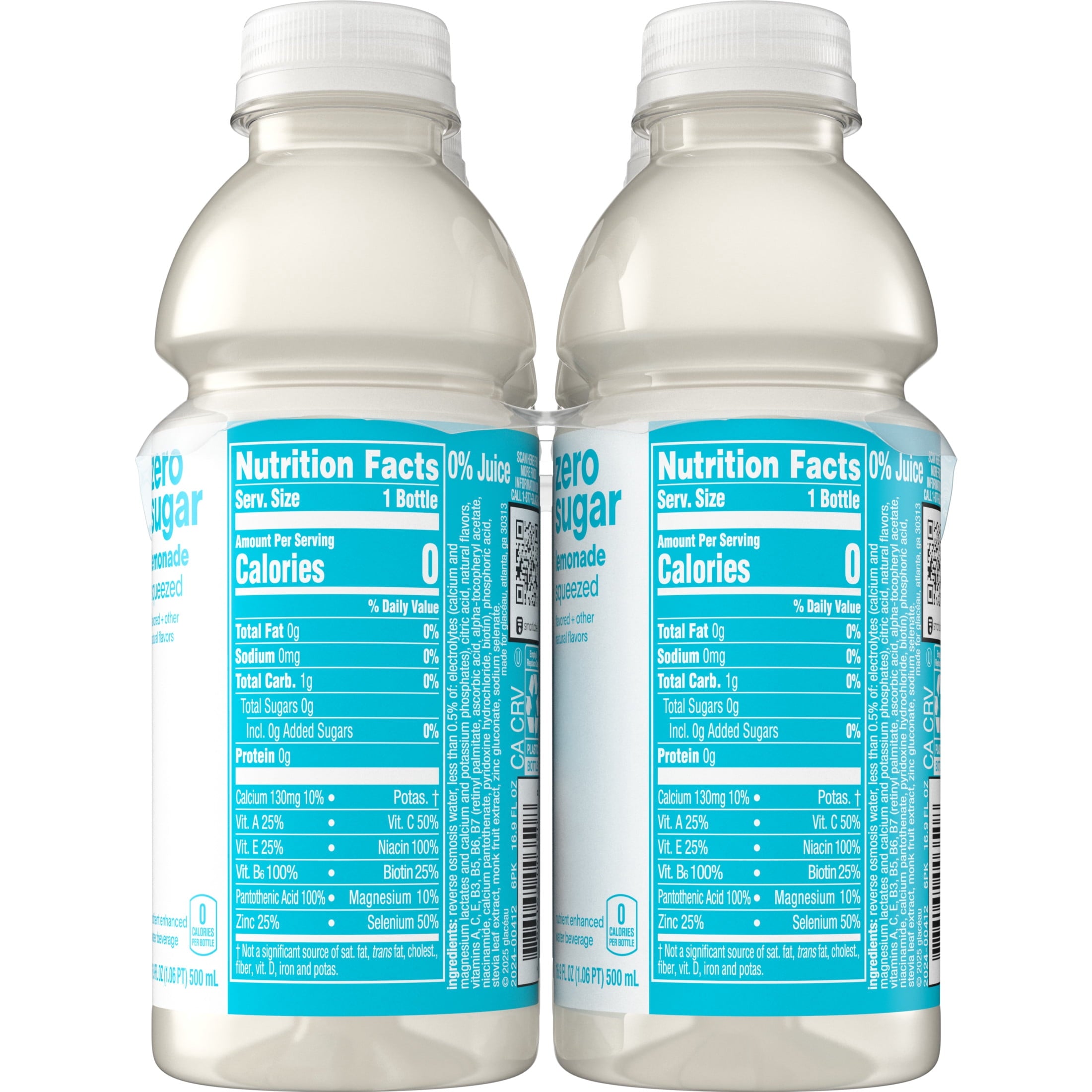 vitaminwater Zero Sugar Squeezed Lemonade Flavored Water Beverage 16.9 fl oz Bottles 6 Pack
