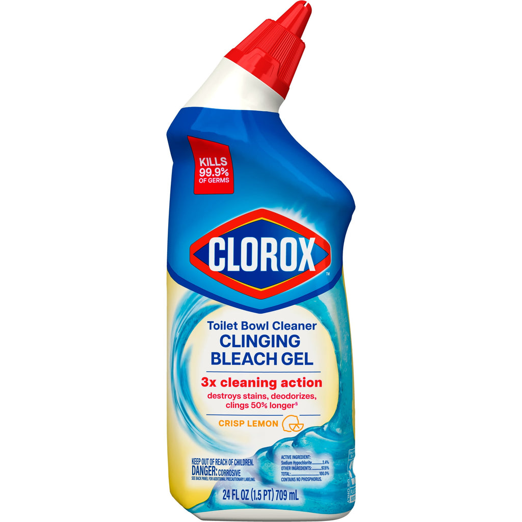 Clorox Toilet Bowl Cleaner Clinging Bleach Gel Crisp Lemon 24 fl oz