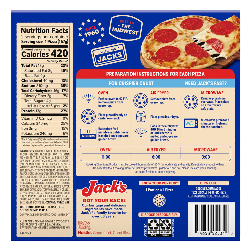 Jack's Pepperoni Personal Frozen Pizza 11.7 Oz 2 Pack
