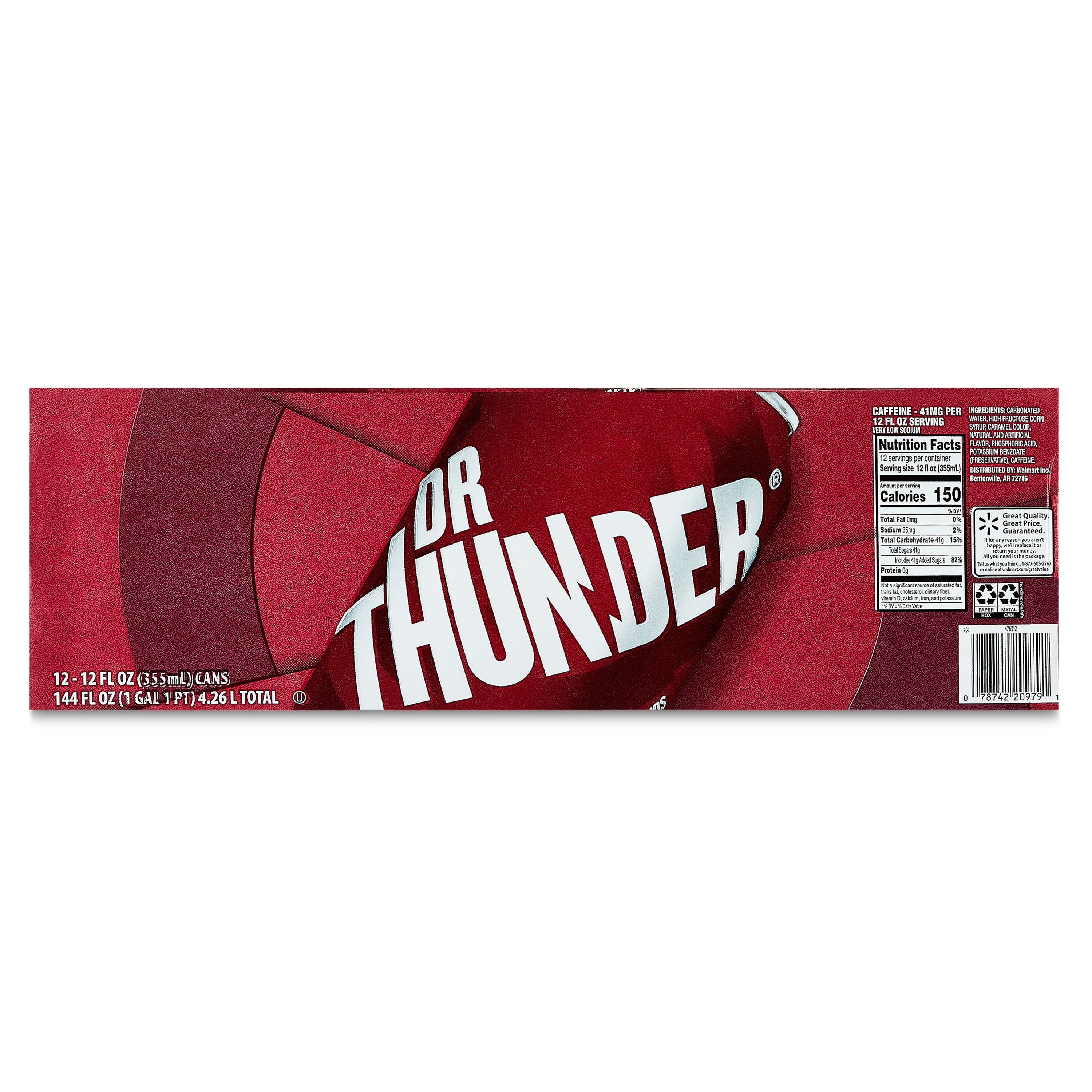 Great Value Dr Thunder Soda Pop Cans 12 Fl Oz 12 Pack