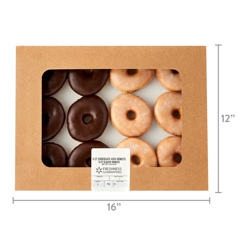 Chocolate Iced and Glazed Donuts 8 Oz 12 Count Freshness Guaranteed