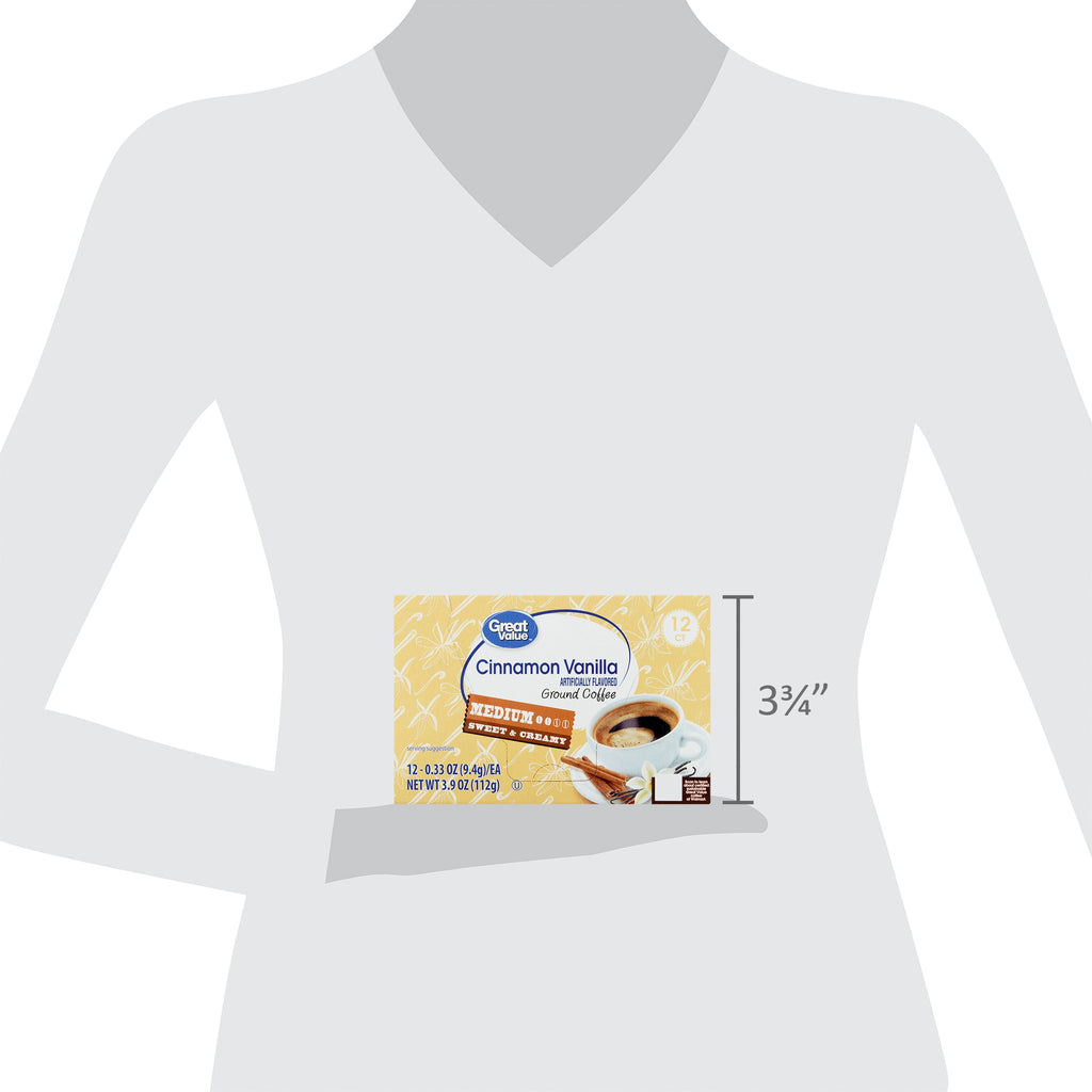 Great Value Medium Roast Cinnamon Vanilla Ground Coffee Pods 12 Count