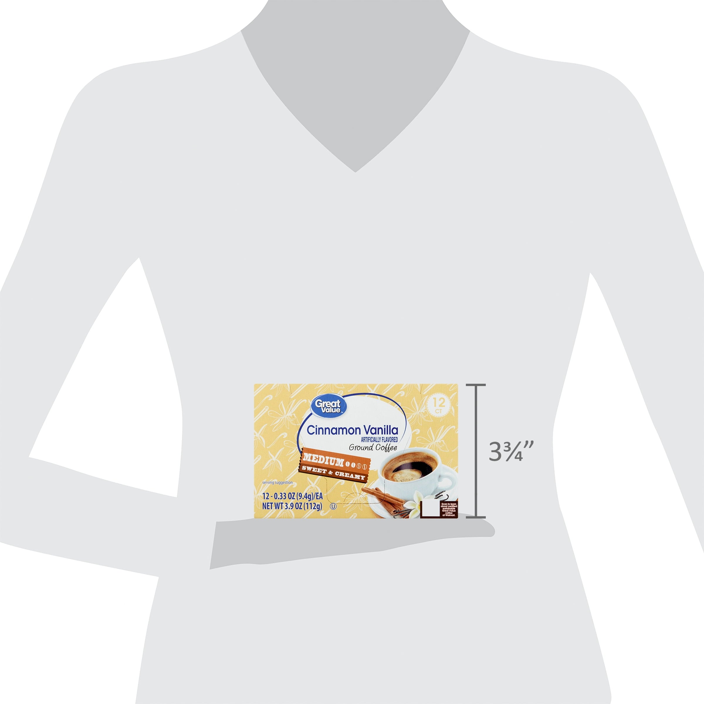 Great Value Medium Roast Cinnamon Vanilla Ground Coffee Pods 12 Count