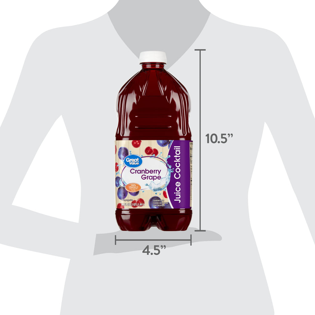 Great Value Cranberry Grape Juice Cocktail 64 fl oz Bottle