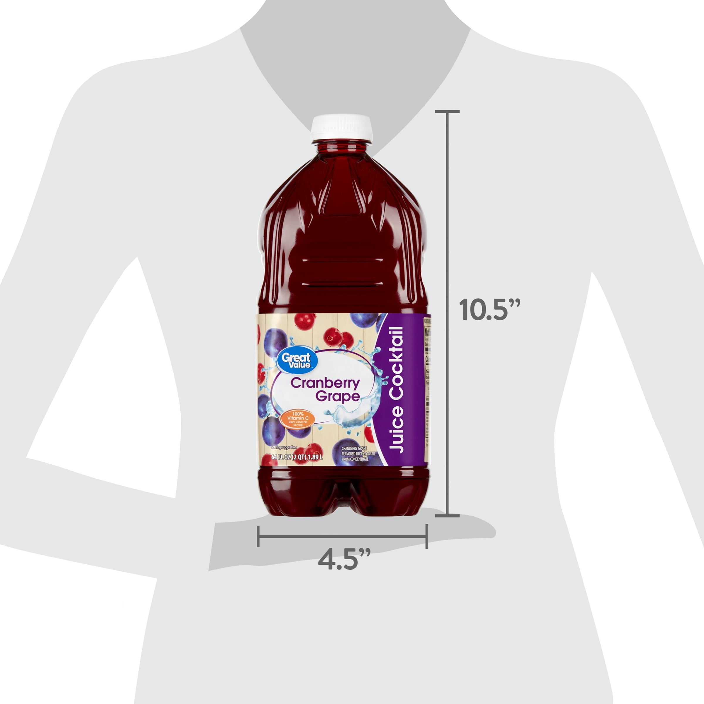 Great Value Cranberry Grape Juice Cocktail 64 fl oz Bottle