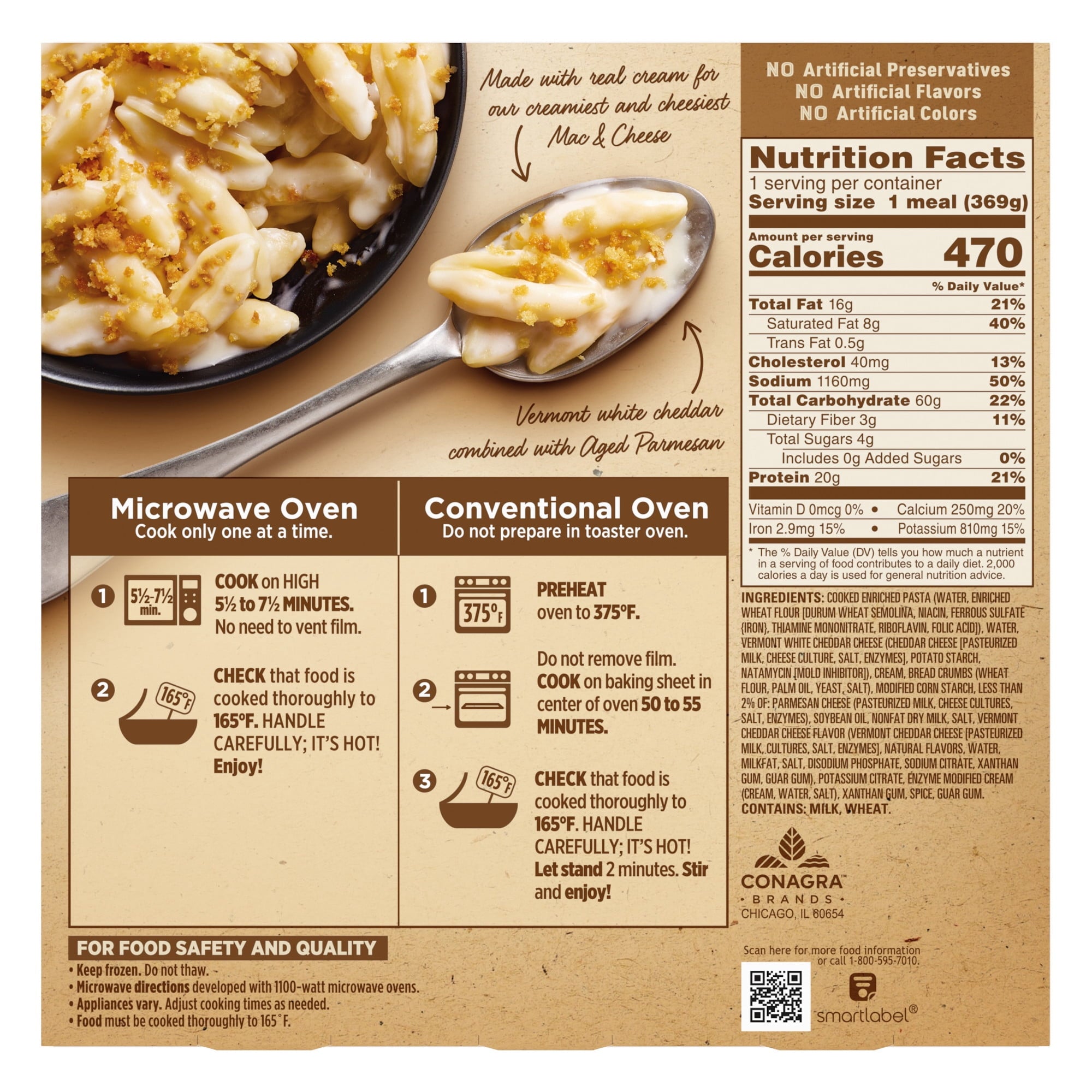 Marie Callender's Vermont Cheddar Mac & Cheese Frozen Meal 13 Oz