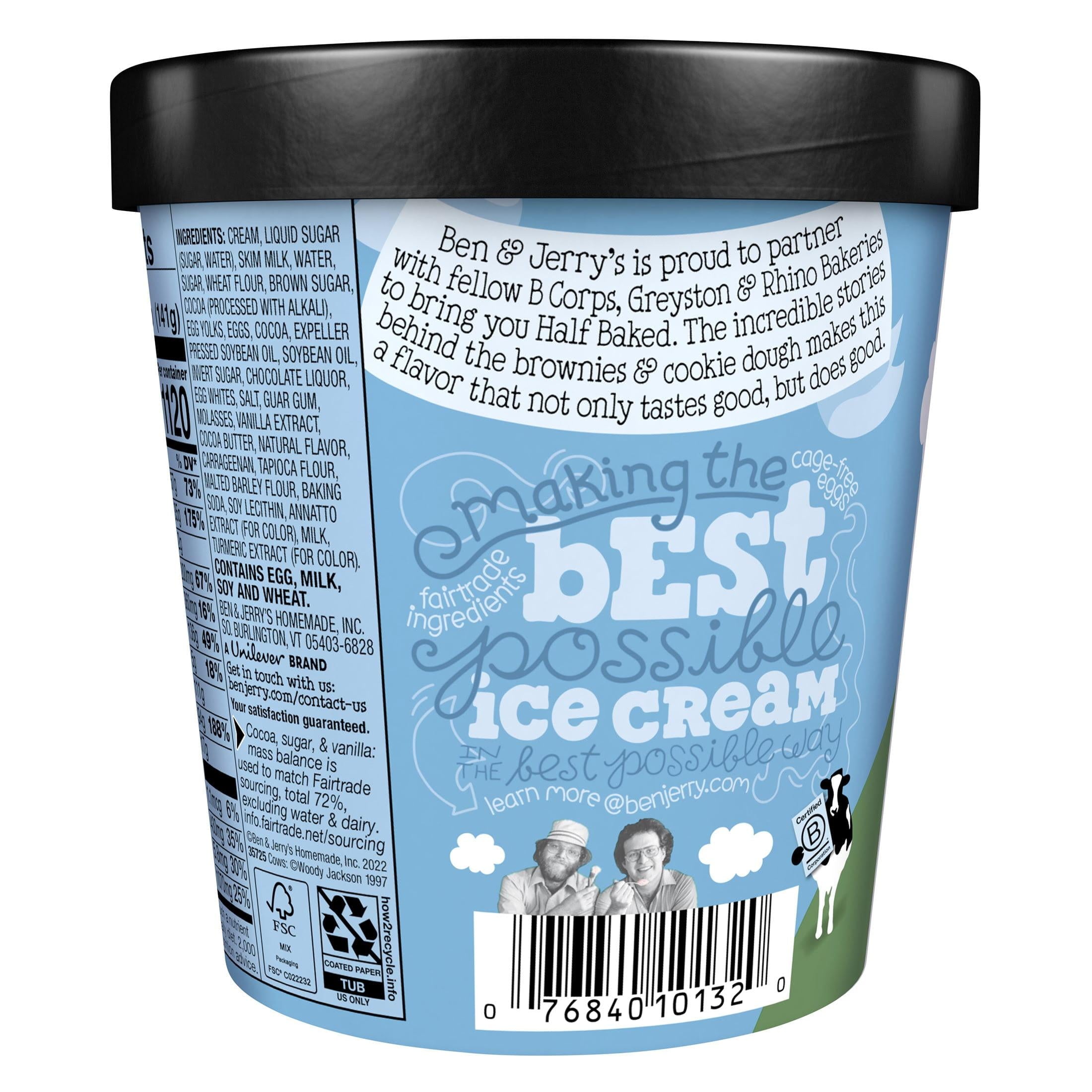 Ben & Jerry's Half Baked Chocolate & Vanilla Ice Cream Pint 16 Fl Oz