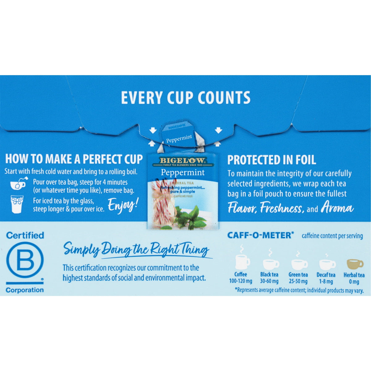 Bigelow Tea Peppermint Caffeine-Free Herbal Tea Bags 20 Count