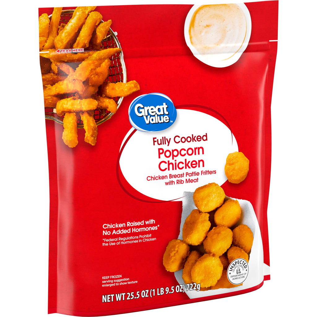 Great Value Fully Cooked Breaded Popcorn Chicken Frozen 25.5 Oz