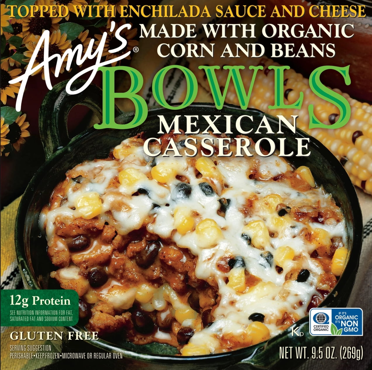 Amy's Kitchen Mexican Casserole Bowl Frozen Meal 9.5 Oz