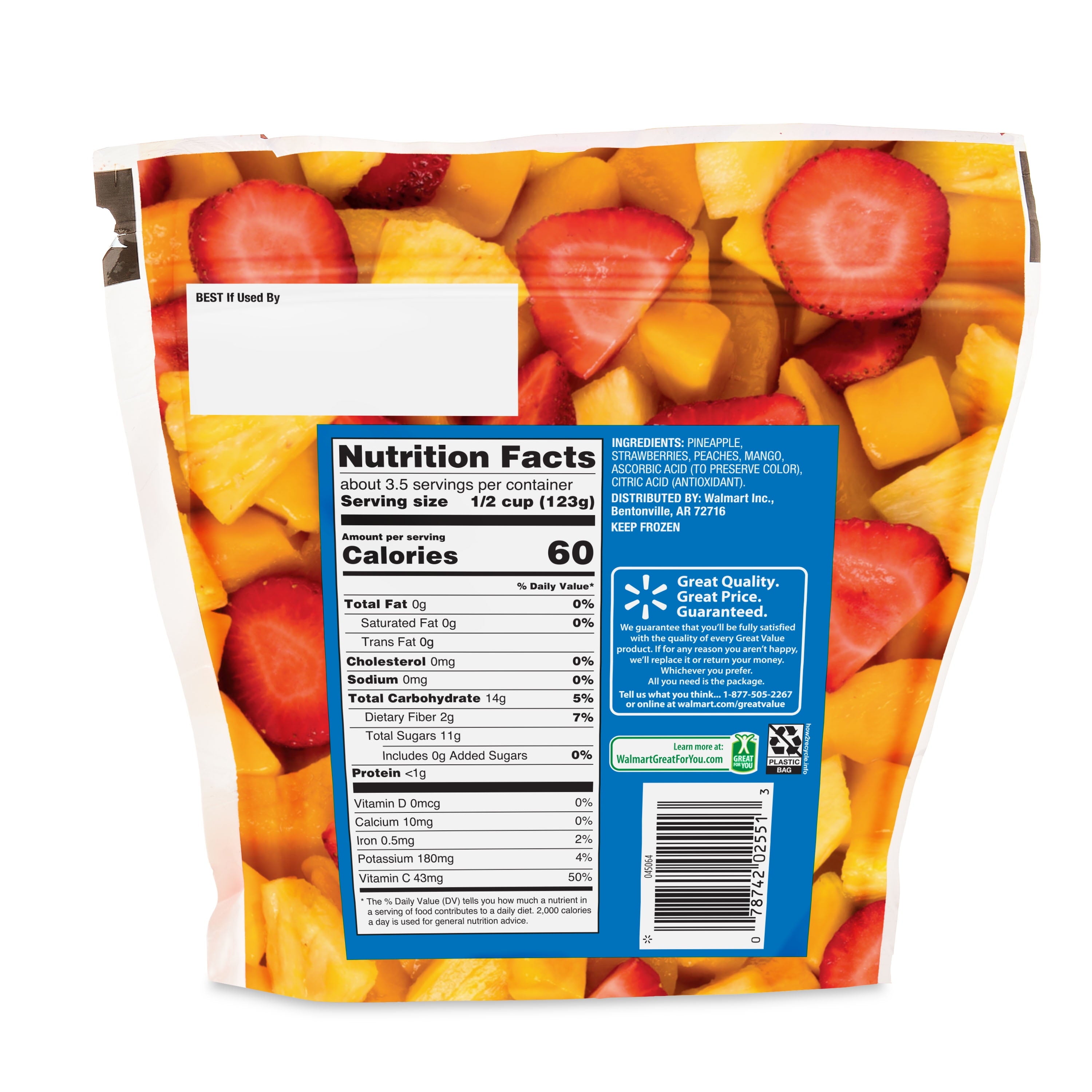 Great Value Mixed Fruit Frozen 16 Oz