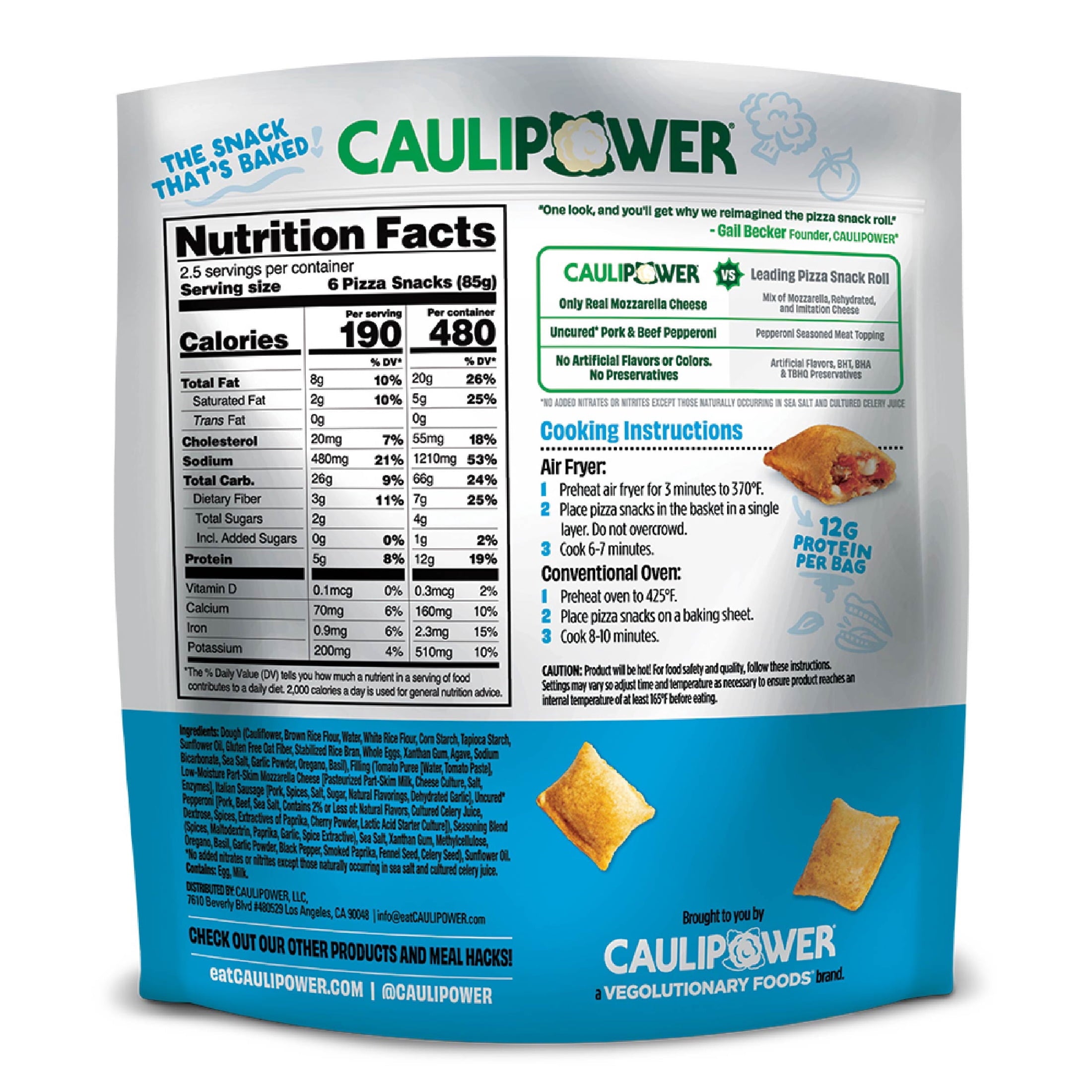 CAULIPOWER Sausage and Uncured Pepperoni Pizza Snacks Frozen 7.5 Oz