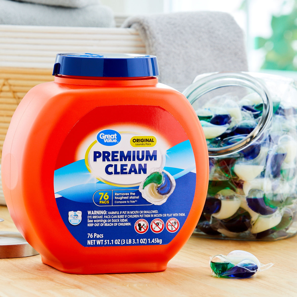 Great Value Premium Clean Laundry Pacs Original Scent 76 Count