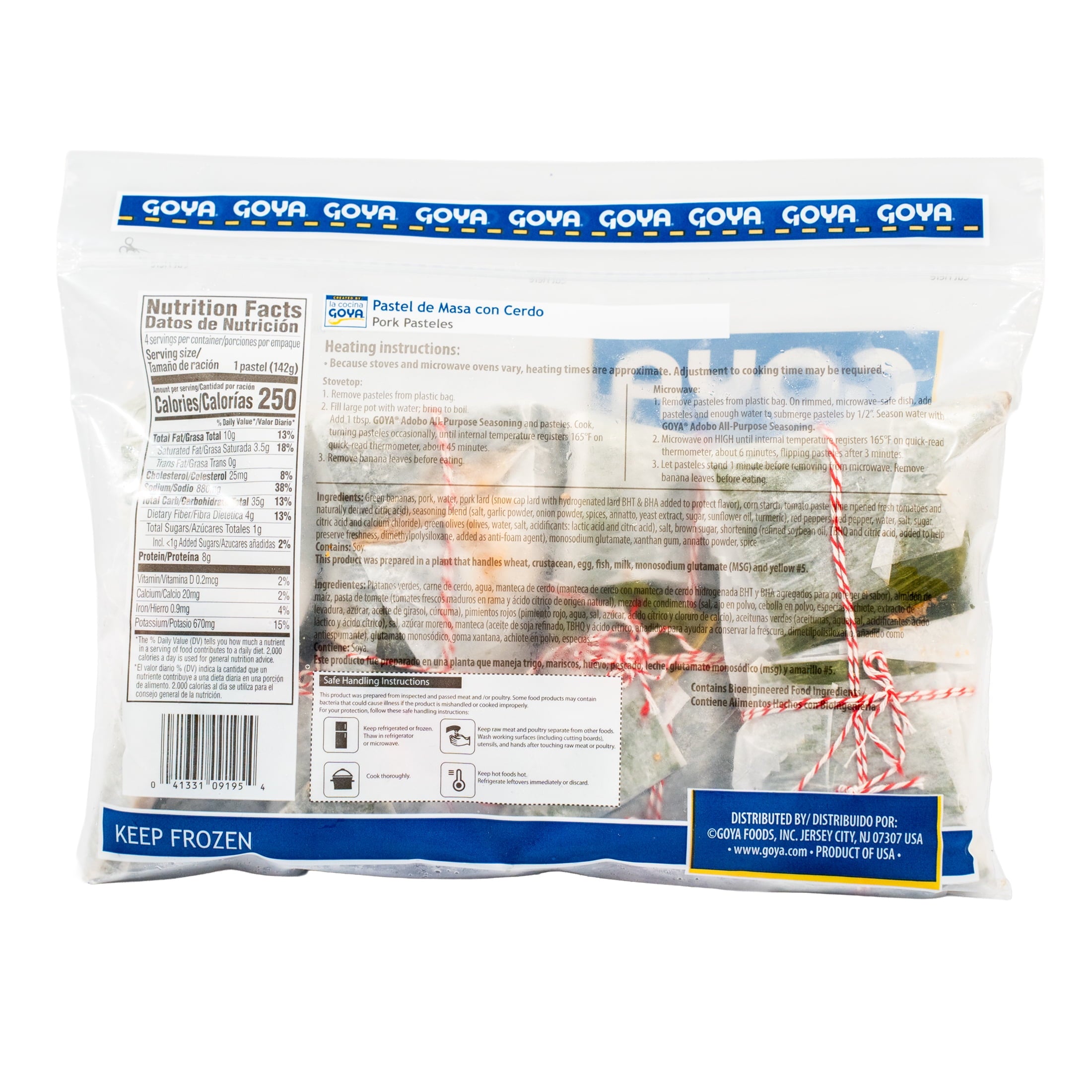 Goya Pork Pasteles Frozen 4 Count 20 Oz
