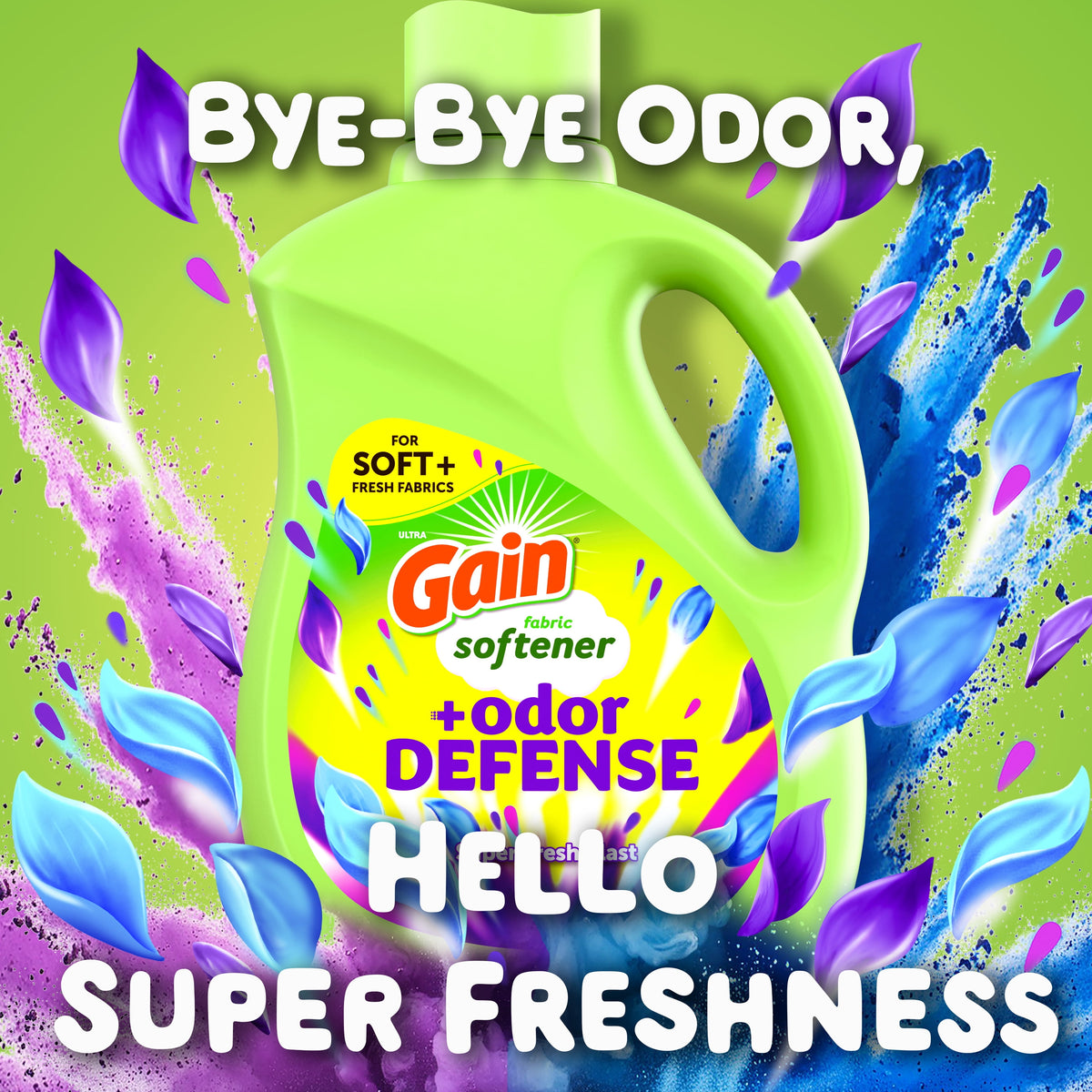 Gain Odor Defense Liquid Fabric Softener Super Fresh Blast Scent 35 fl oz 48 Loads