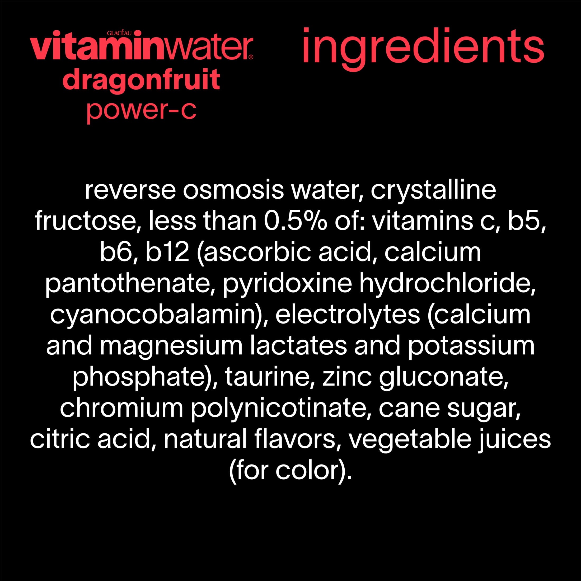 Vitaminwater Power-C Dragonfruit Flavored Water Beverage 20 fl oz Single Bottle