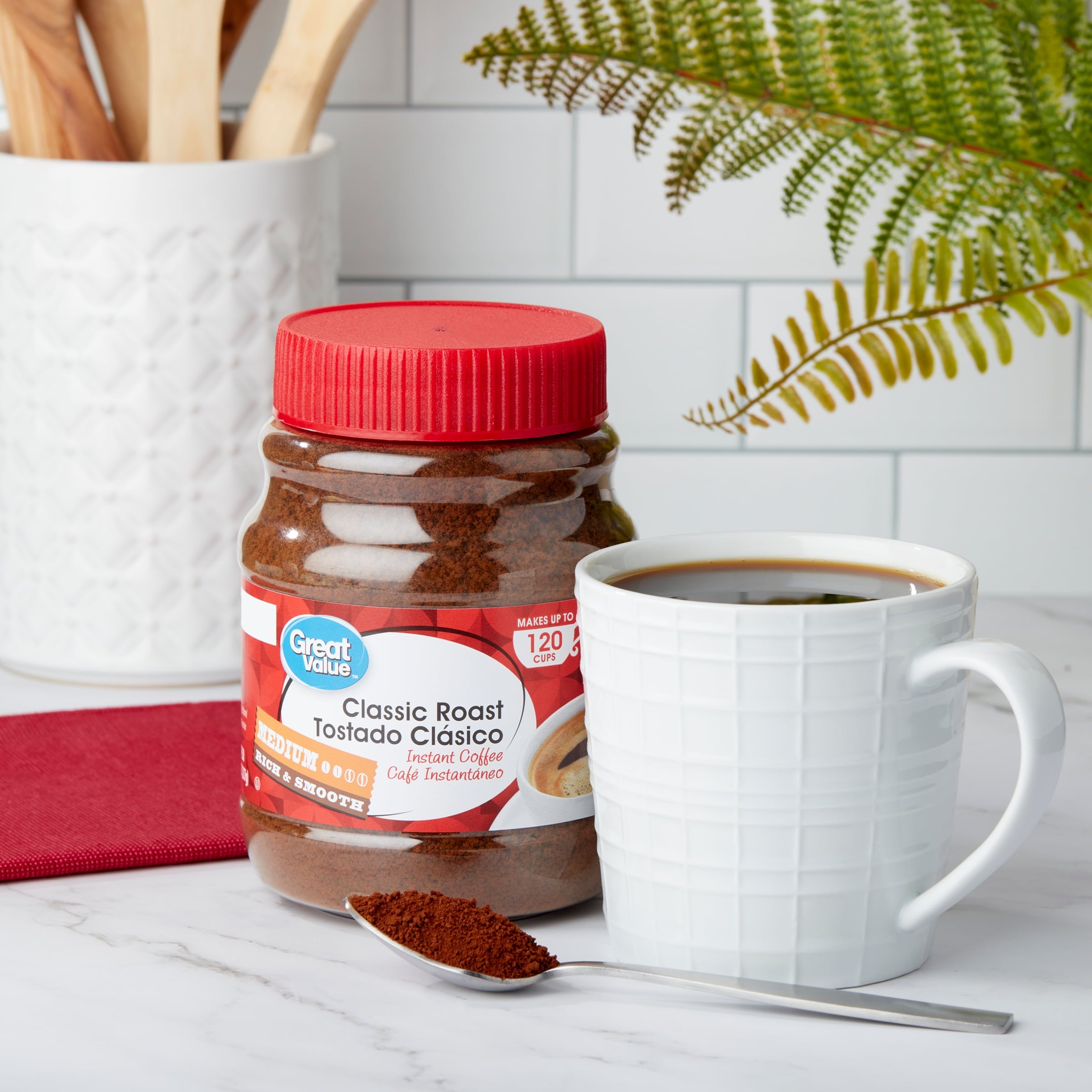 Great Value Classic Roast Naturally Caffeinated Medium Instant Coffee 8 oz Jar