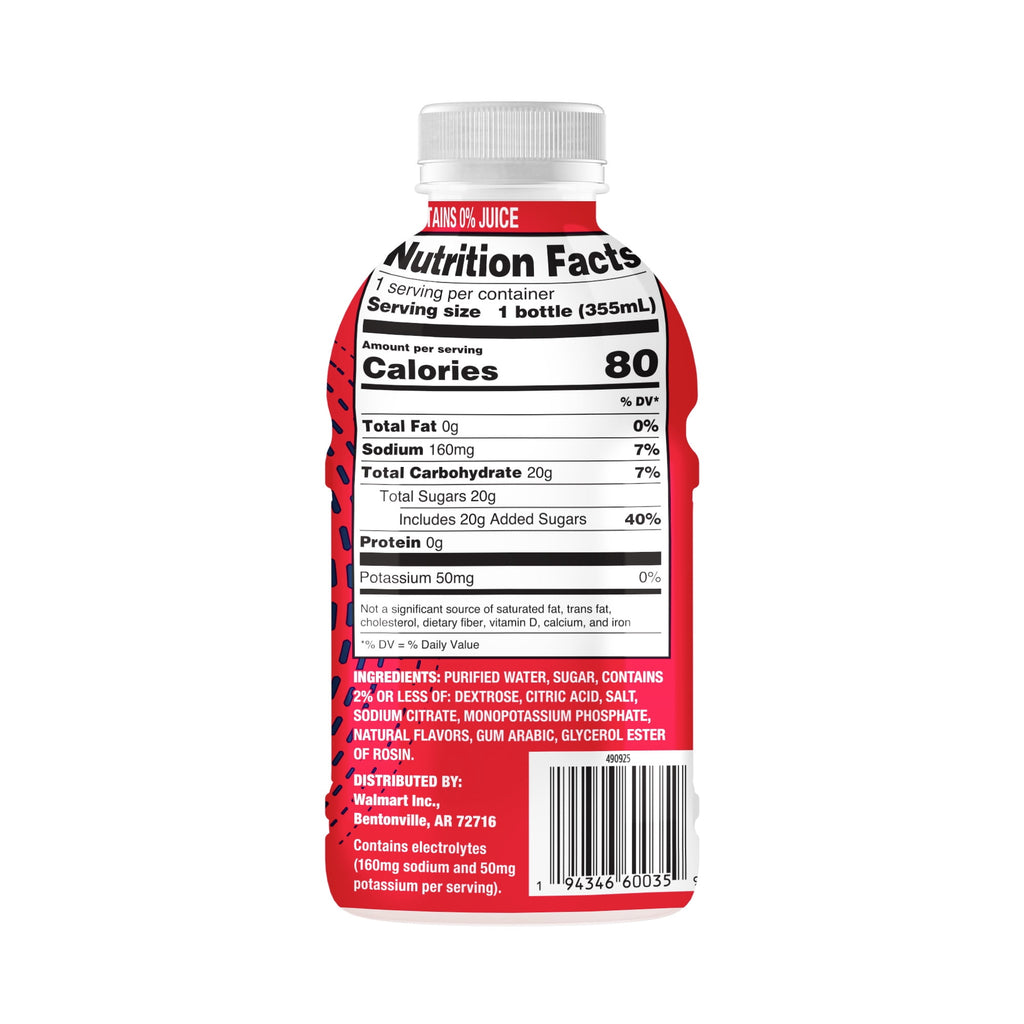 Great Value Sport Hydration Beverage Variety Pack Fruit Punch Lemon Lime Mixed Berry 12 fl oz 18 Count