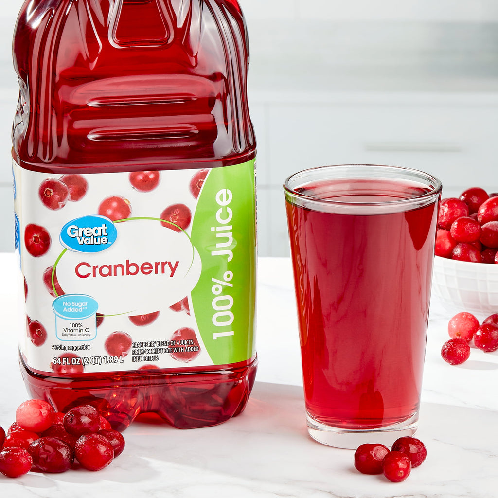 Great Value 100% Juice Cranberry Blend 64 fl oz Bottle