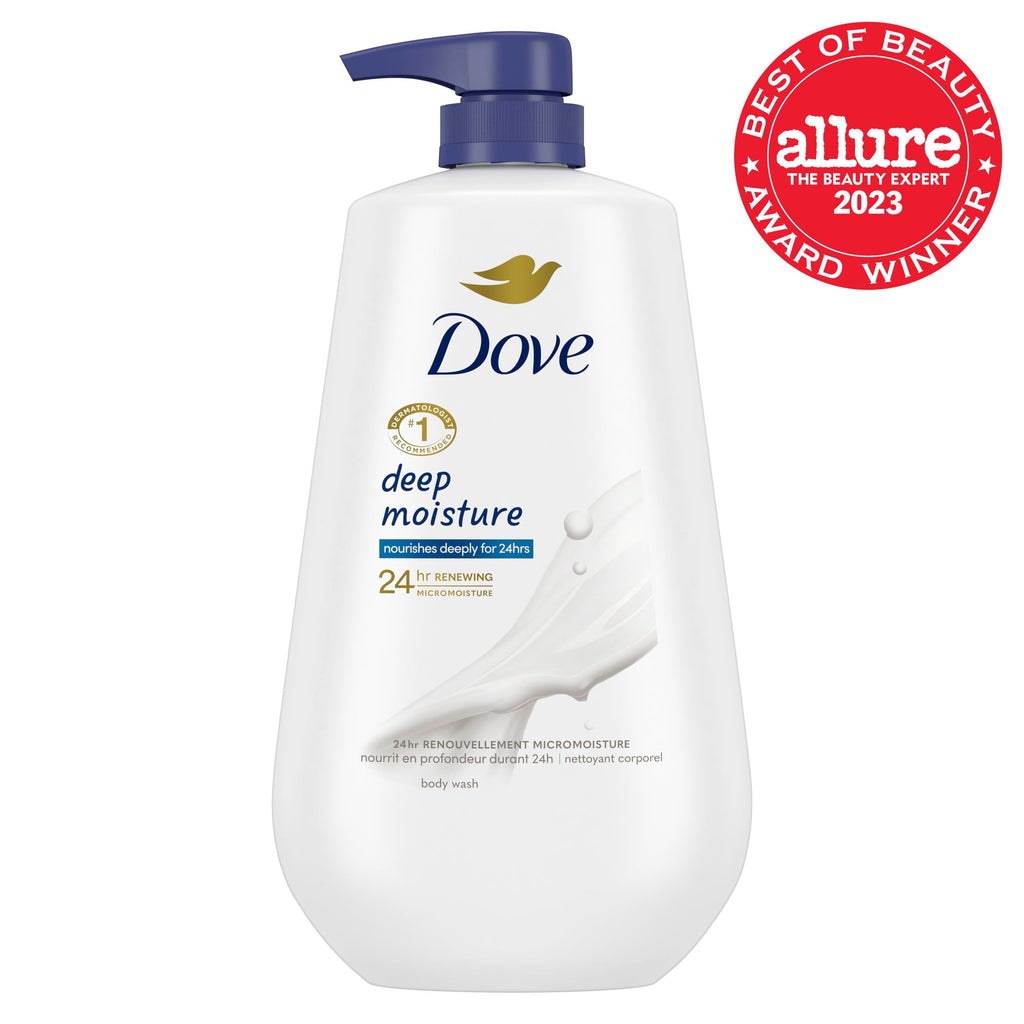 Dove Deep Moisture Body Wash 24hr Lotion-Soft Skin Moisturizing Cleanser 30.6 fl oz