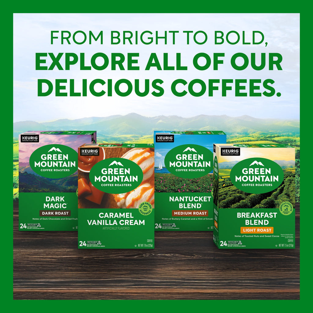 Green Mountain Coffee Roasters Caramel Vanilla Cream Light Roast K-Cup Coffee Pods 24 Count