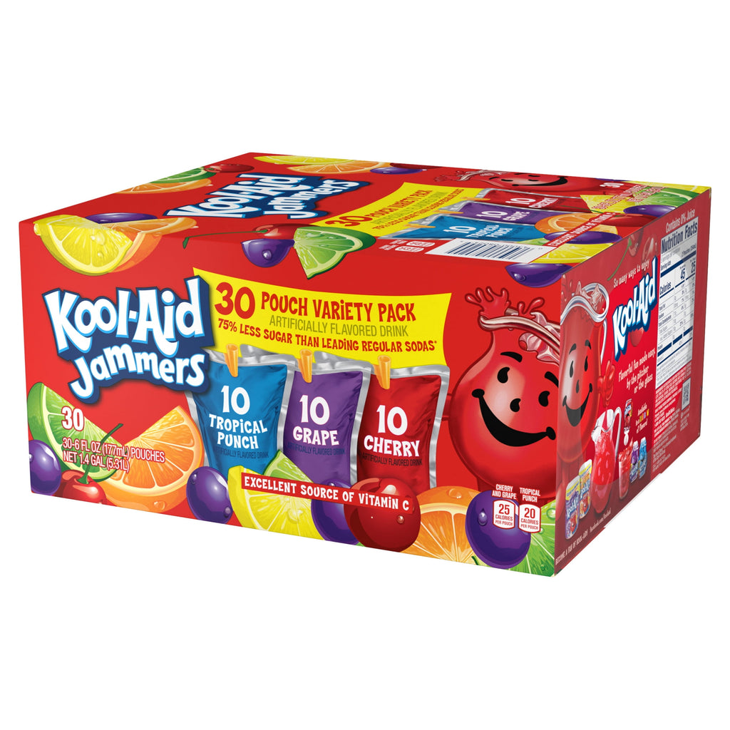 Kool-Aid Jammers Variety Pack Kids Drinks 30 Count 6 fl oz Pouches