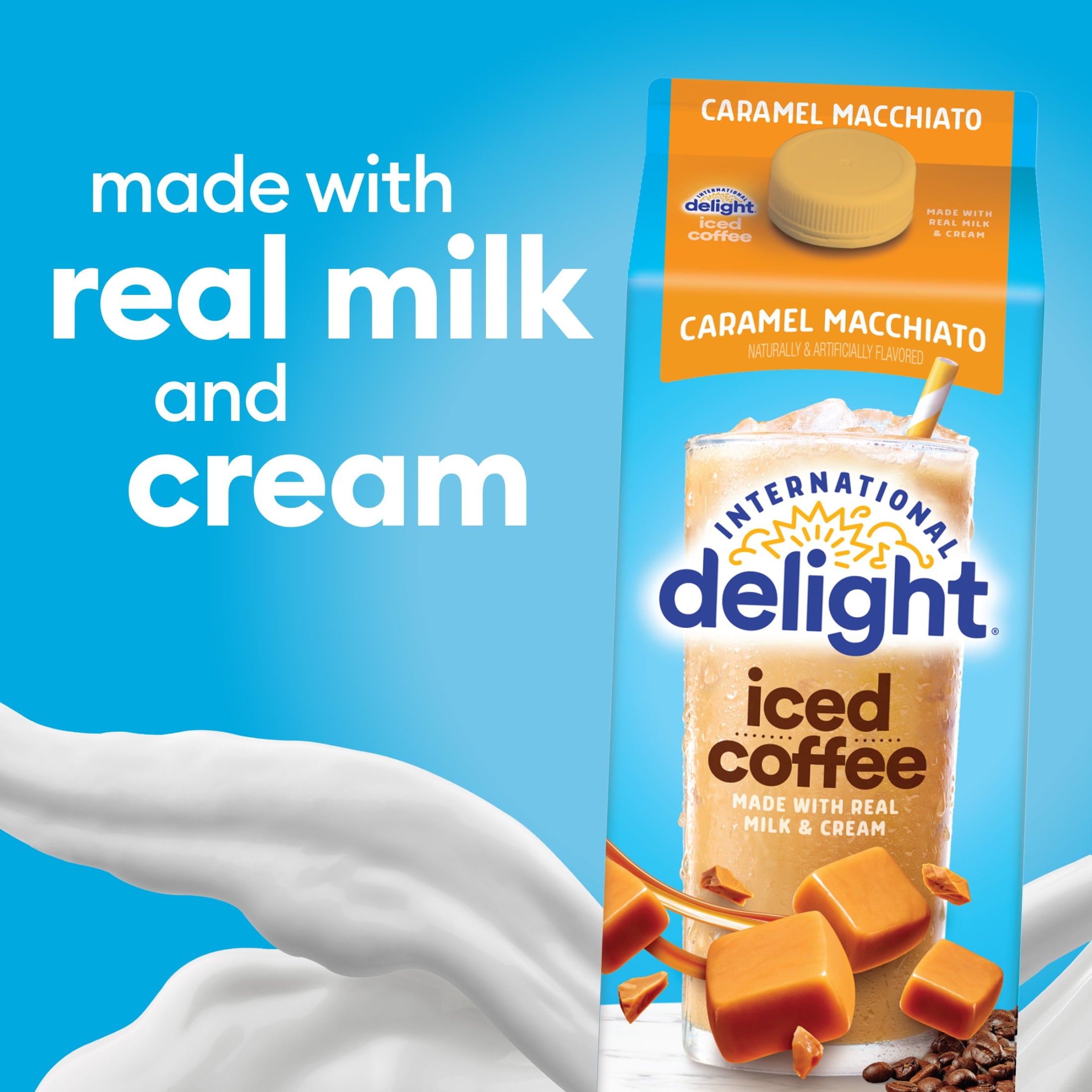 International Delight Caramel Macchiato Naturally Caffeinated Medium-Light Roast Iced Coffee 64 fl oz Carton