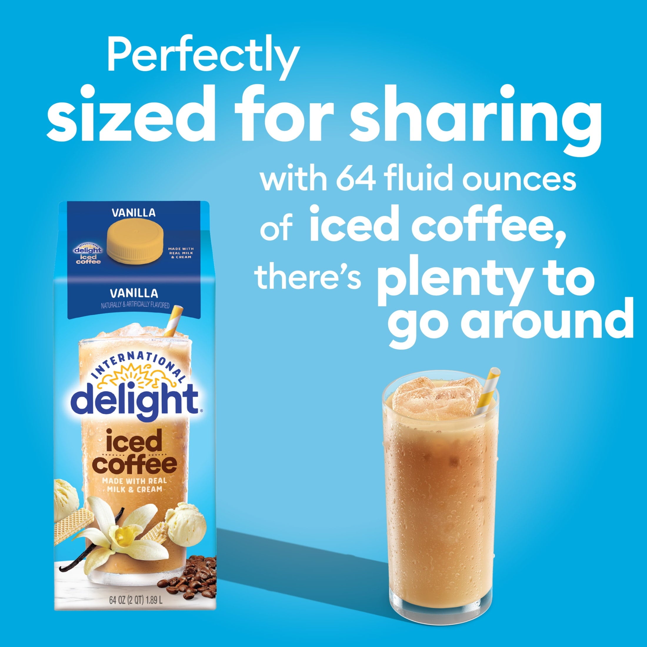 International Delight Vanilla Naturally Caffeinated Medium-Light Roast Iced Coffee 64 fl oz Carton