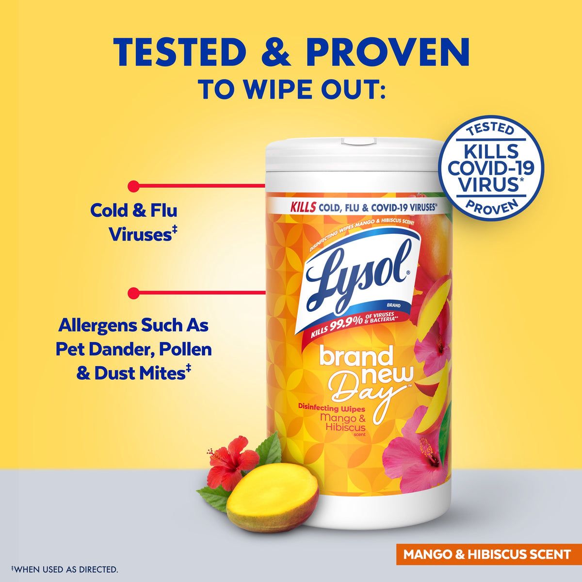 Lysol Disinfecting Wipes Mango & Hibiscus Scent 80 Count