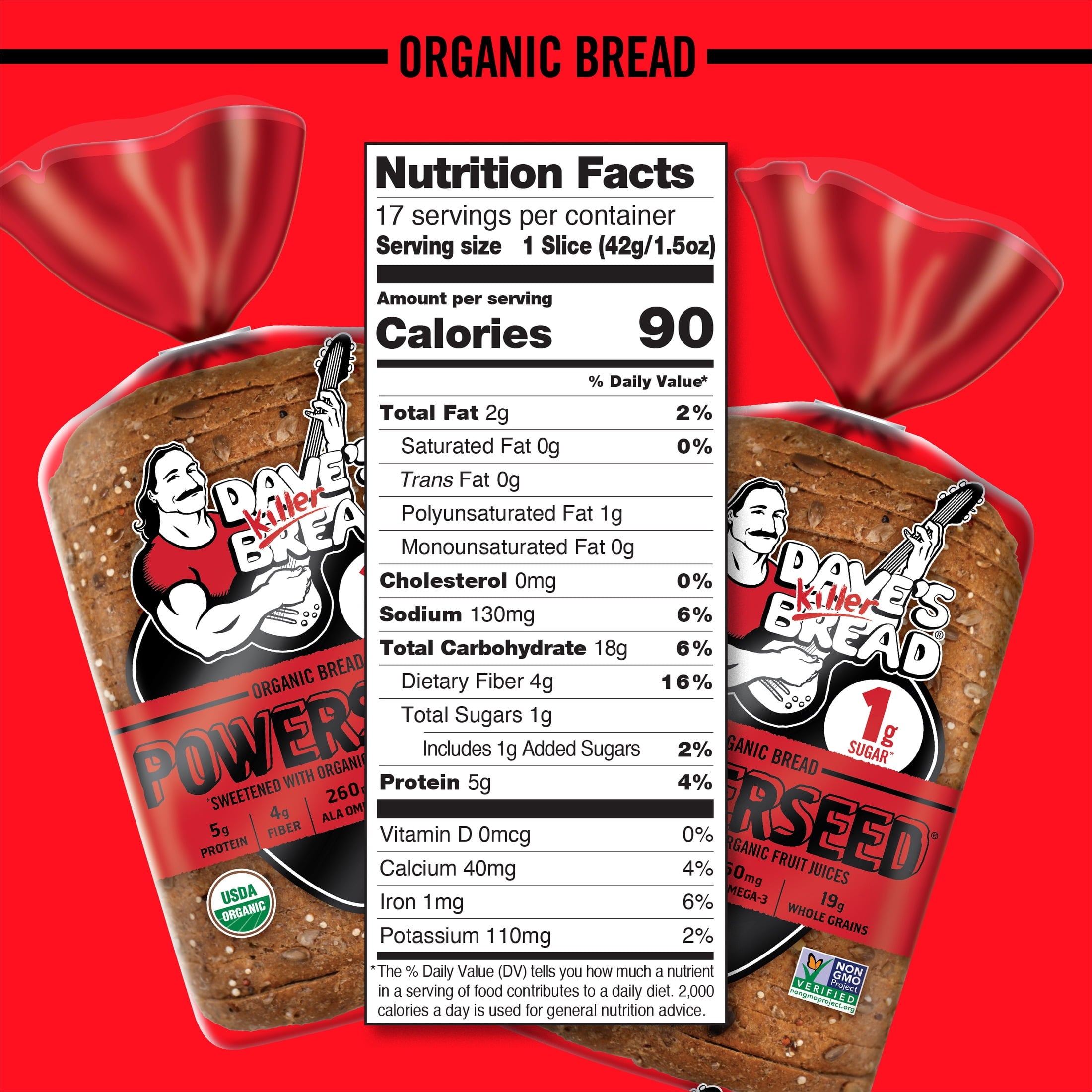 Powerseed Seeded Organic Whole Grain Bread 25 Oz 1 Count Dave's Killer Bread