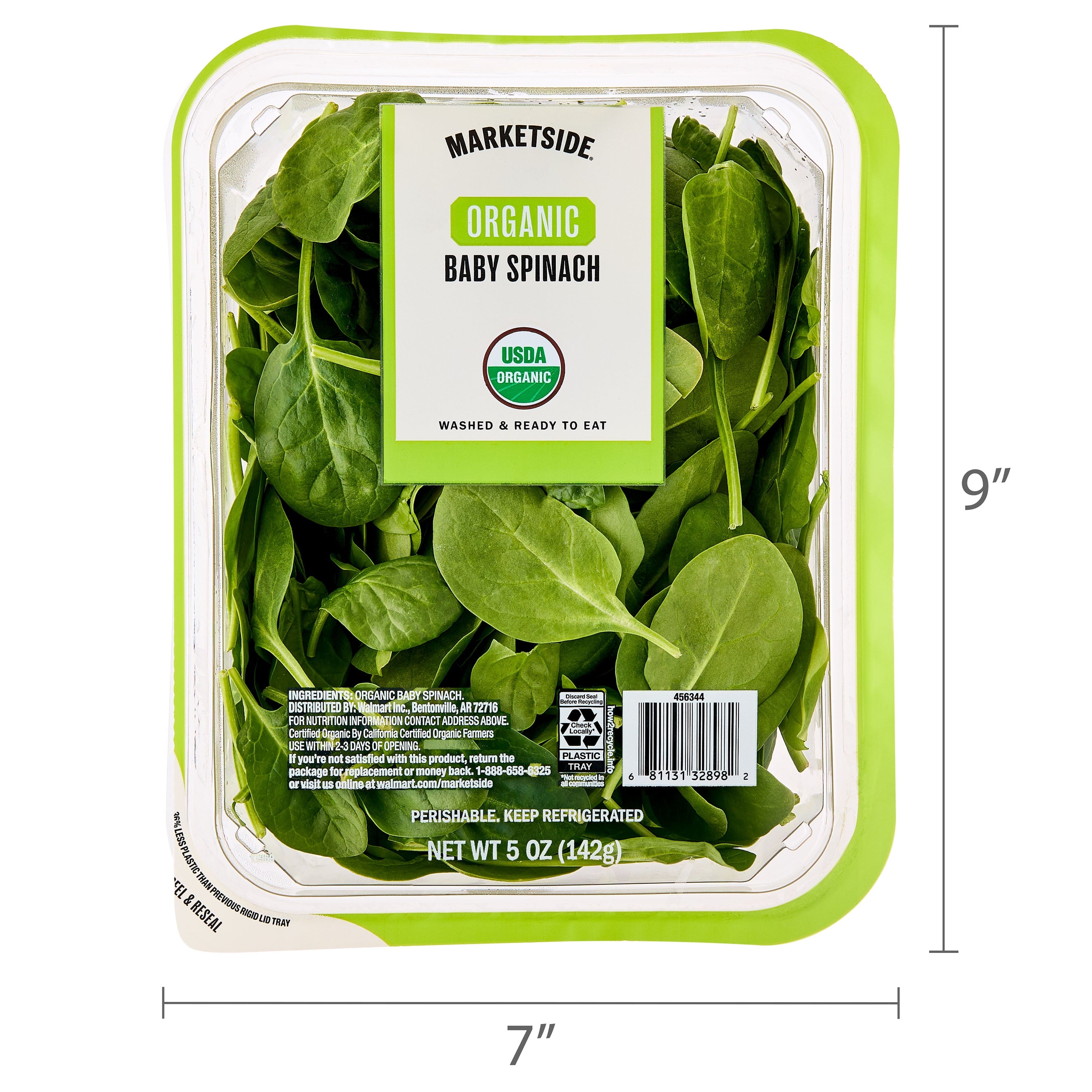 Marketside Organic Baby Spinach 5 Oz Clam Shell