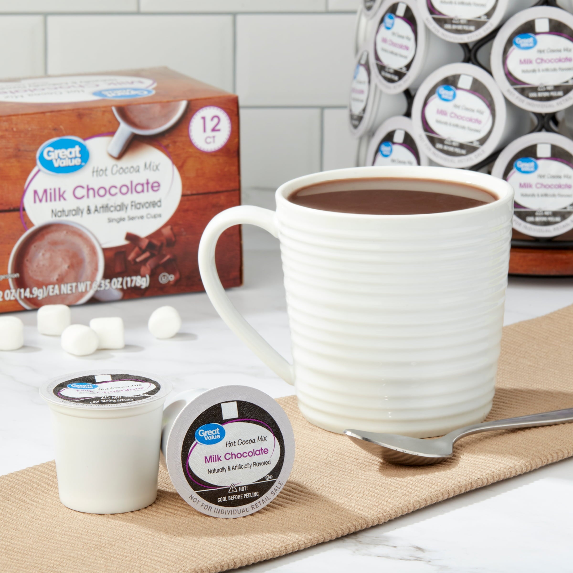 Great Value Milk Chocolate Hot Cocoa Mix Single Serve Cups 12 Count