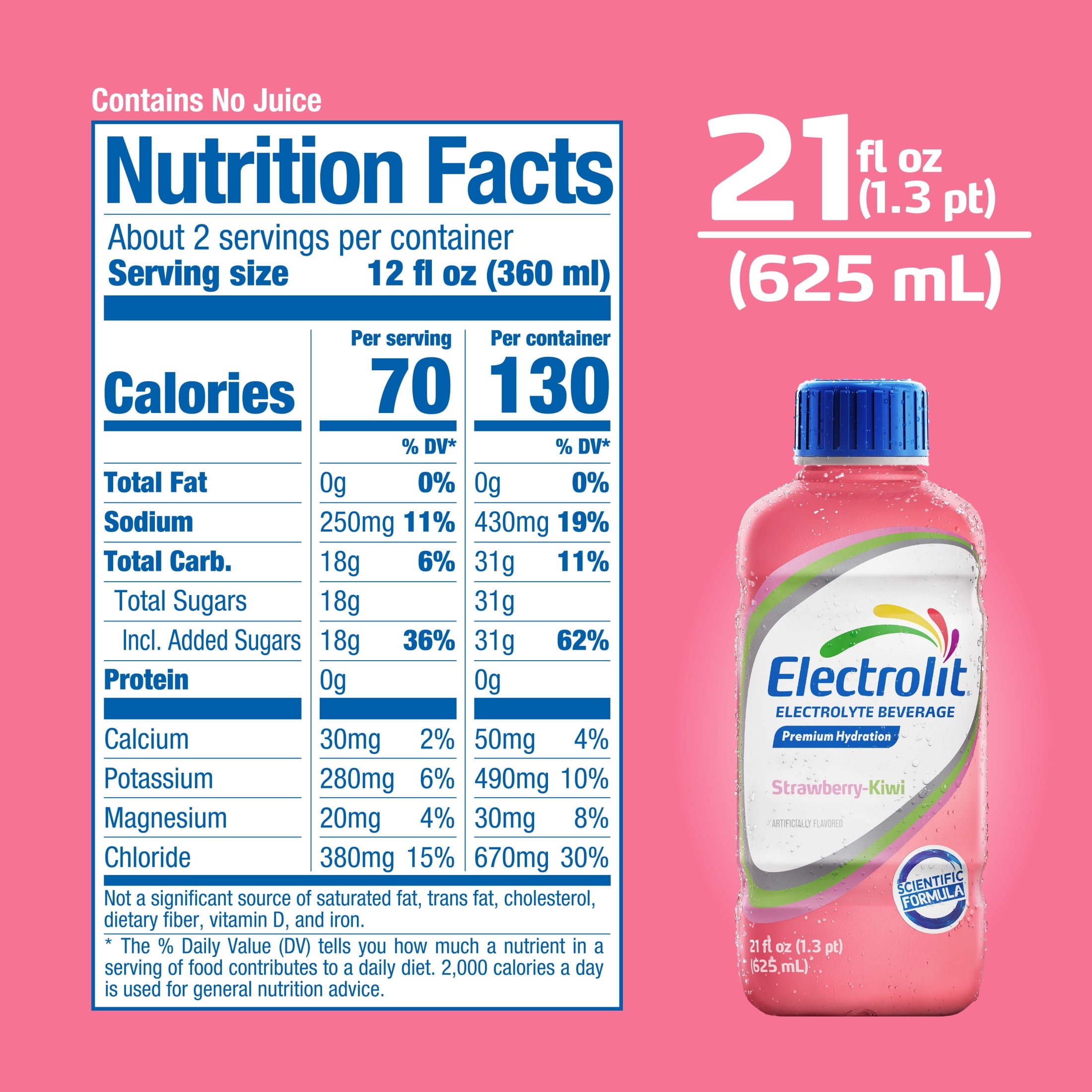 Electrolit Strawberry Kiwi Electrolyte Drink 21 fl oz Single