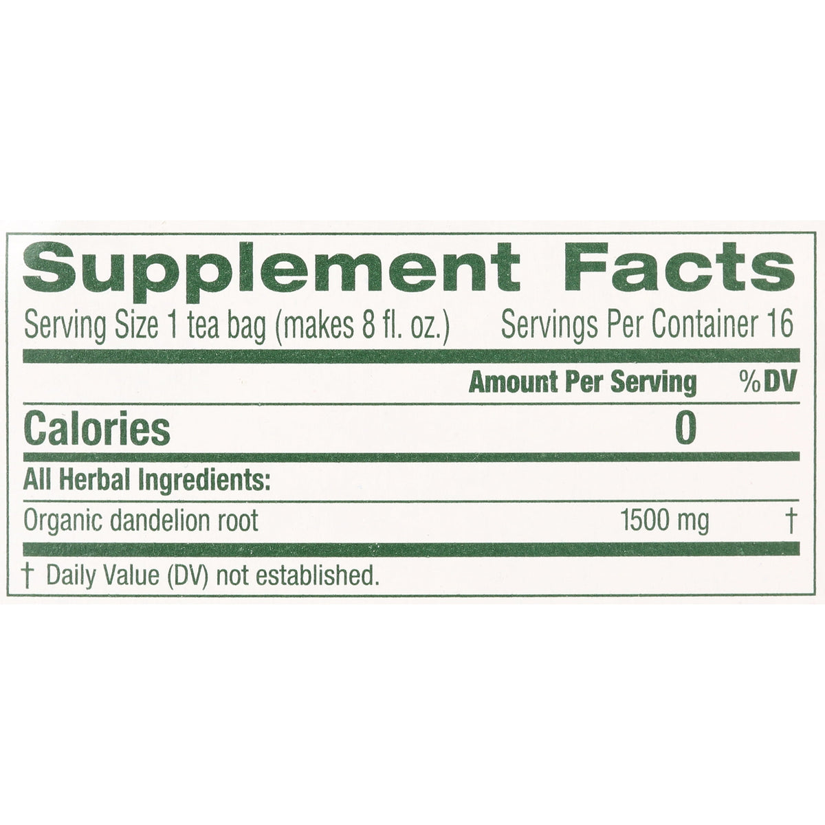 Traditional Medicinals Organic Roasted Dandelion Root Herbal Tea Bags Caffeine Free 16 Count