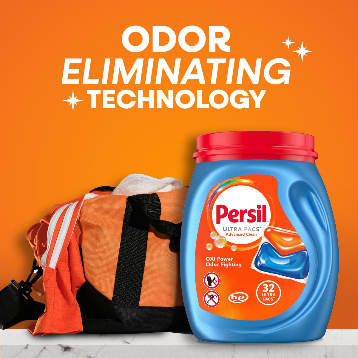 Persil Ultra Pacs Advanced Clean Laundry Detergent Oxi+Odor Power 32 Count