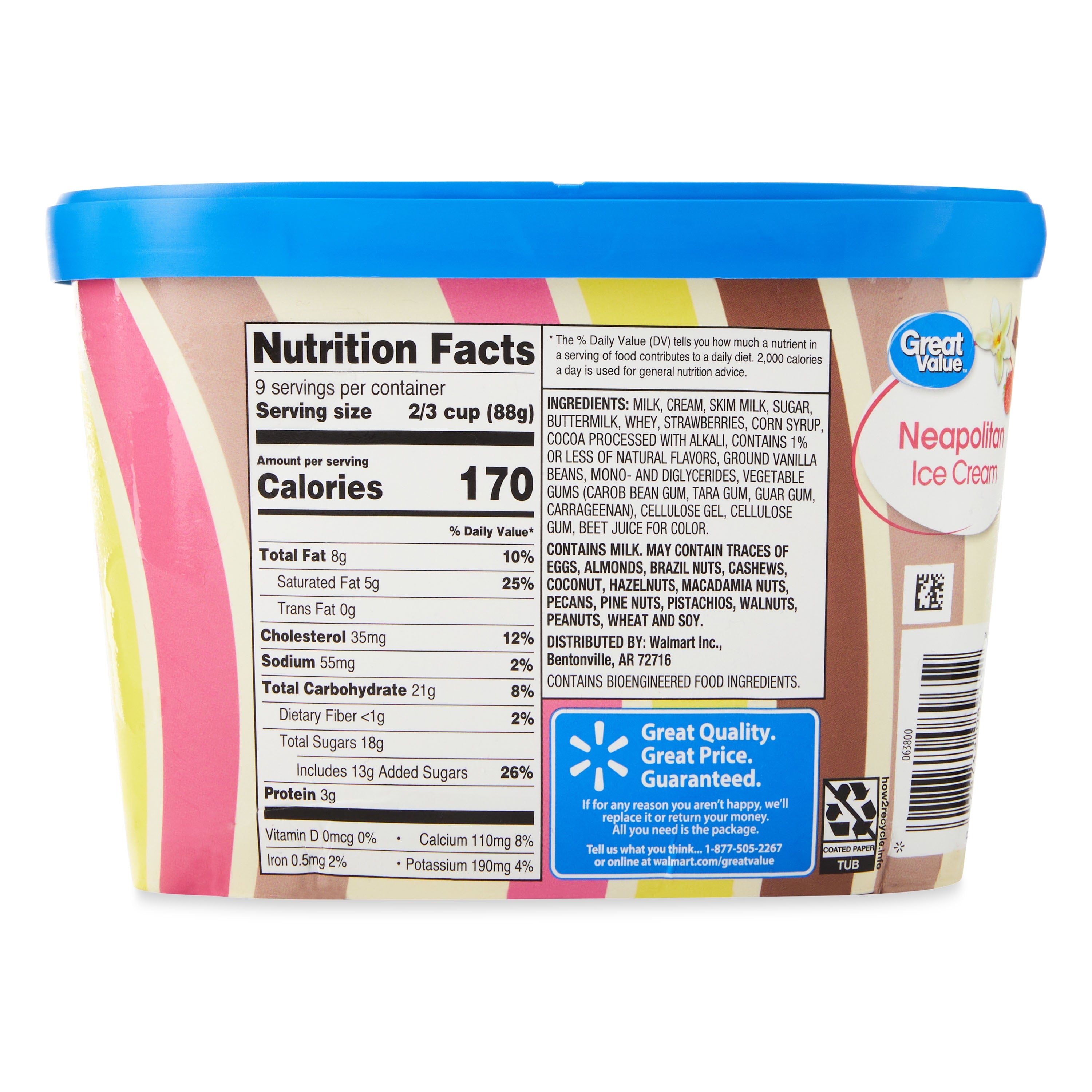 Great Value Neapolitan Ice Cream 48 Fl Oz