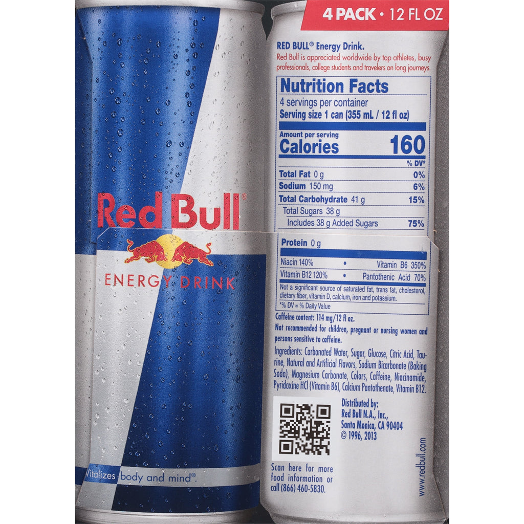 Red Bull Energy Drink Original 12 fl oz 4 Pack Cans