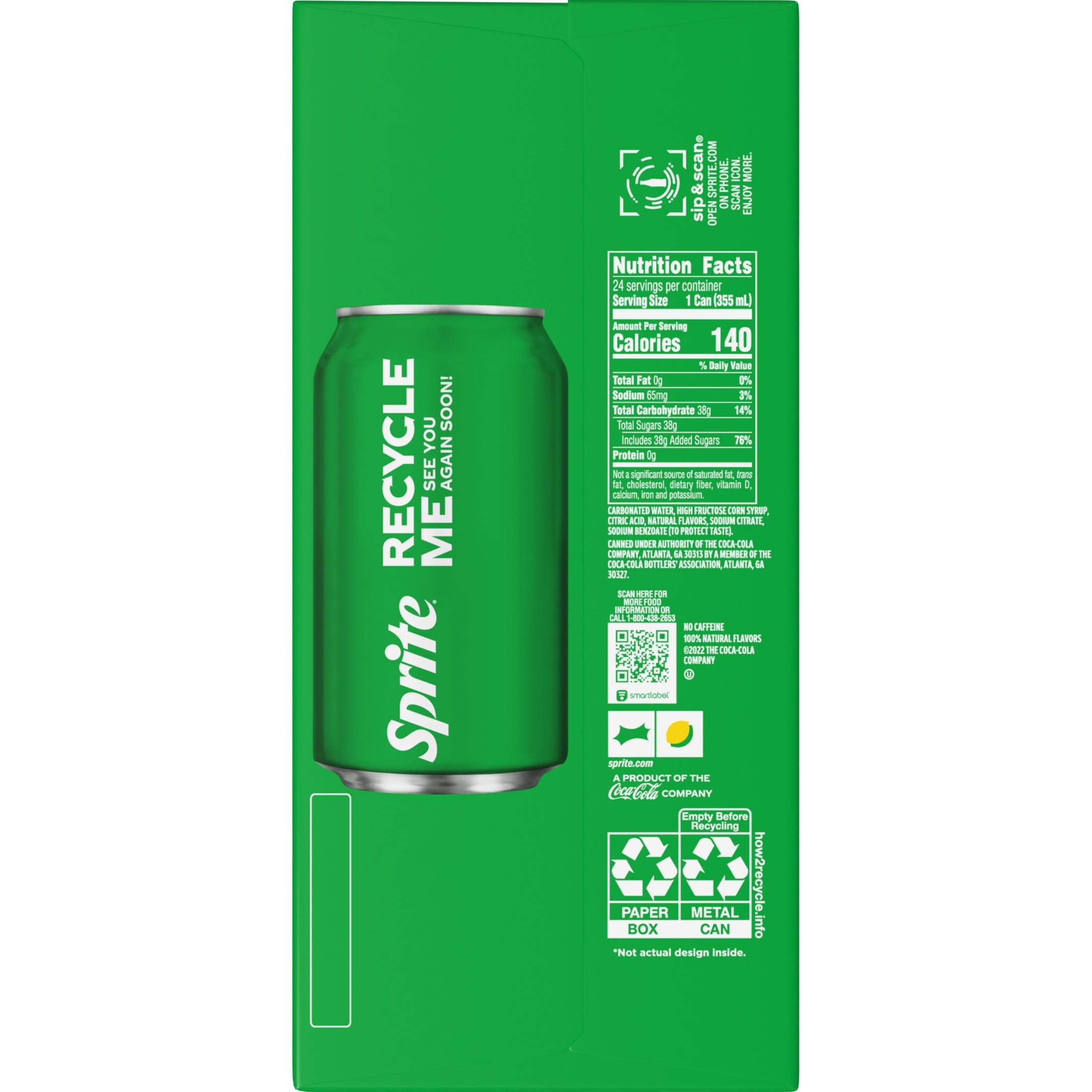 Sprite Lemon-Lime Caffeine Free Soda Pop Cans 12 Fl Oz 24 Pack
