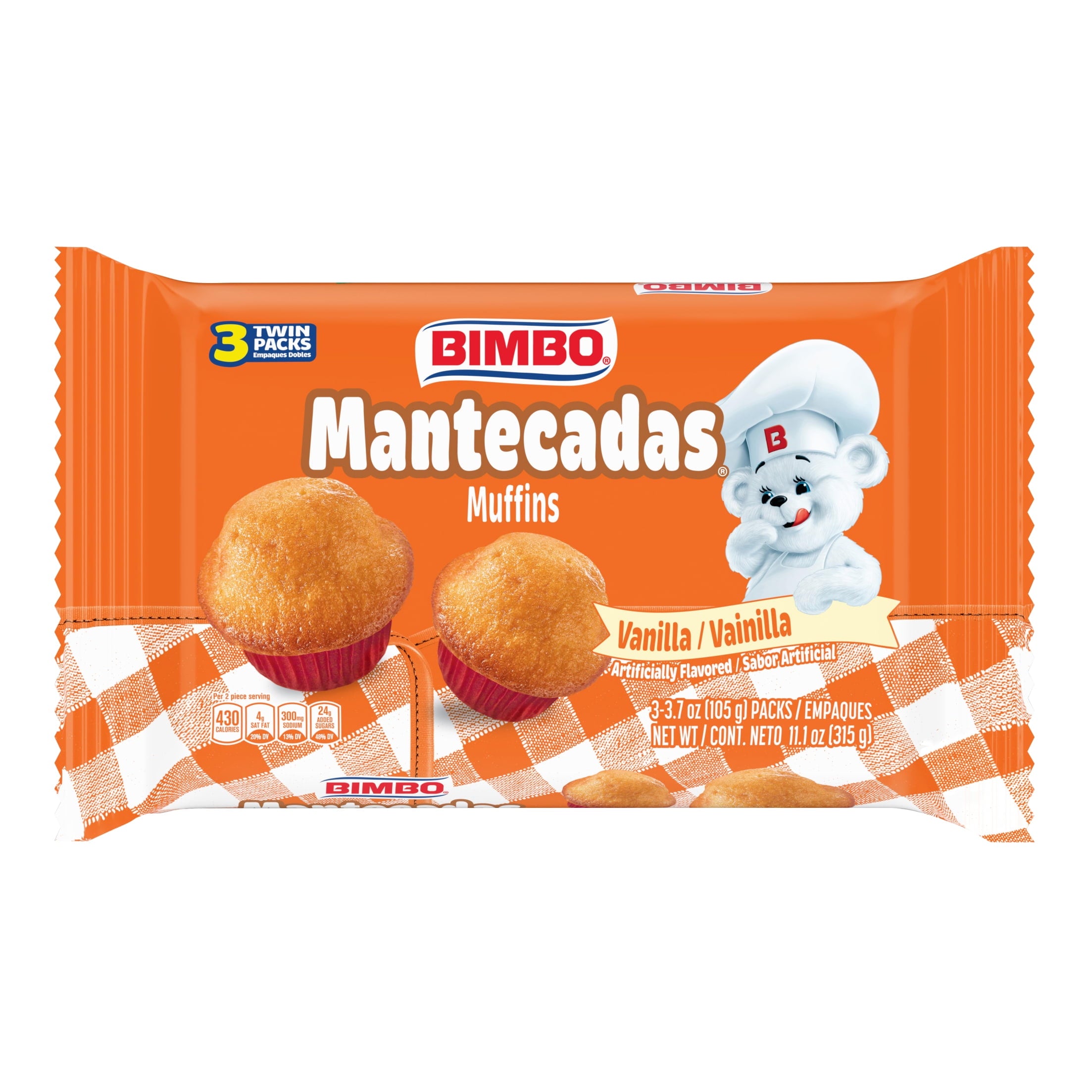 Mantecadas Vanilla Muffins 11.1 Oz 3 Count Bimbo